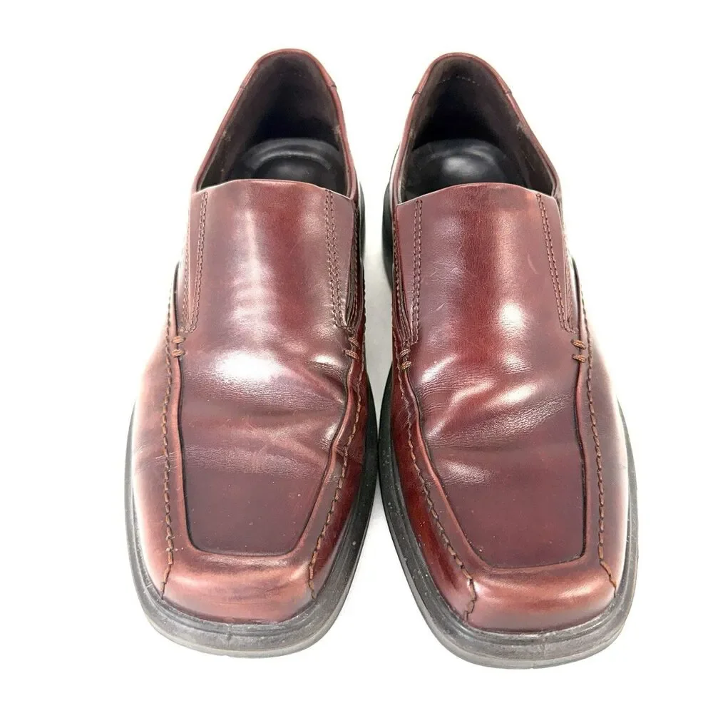 Ecco Men's Calcan Apron Toe Shoes Sz 41 Brown US (7-7.5) Leather Slip-On Loafer
